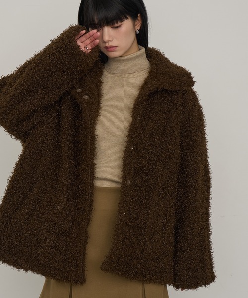NOGLE（ノグル）の「【NOGLE/ノグル】カーリーシャギーボアスタンドコート（その他アウター・レディース・ライトベージュ/ダークブラウン・FREE）」の19枚目の写真