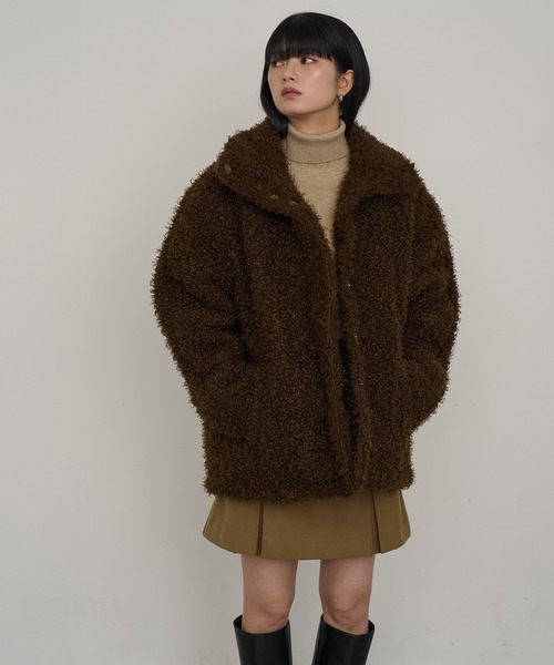 NOGLE（ノグル）の「【NOGLE/ノグル】カーリーシャギーボアスタンドコート（その他アウター・レディース・ライトベージュ/ダークブラウン・FREE）」の22枚目の写真
