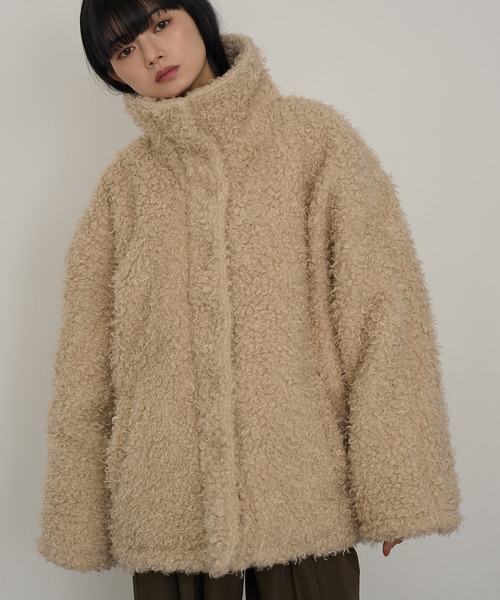 NOGLE（ノグル）の「【NOGLE/ノグル】カーリーシャギーボアスタンドコート（その他アウター・レディース・ライトベージュ/ダークブラウン・FREE）」の4枚目の写真