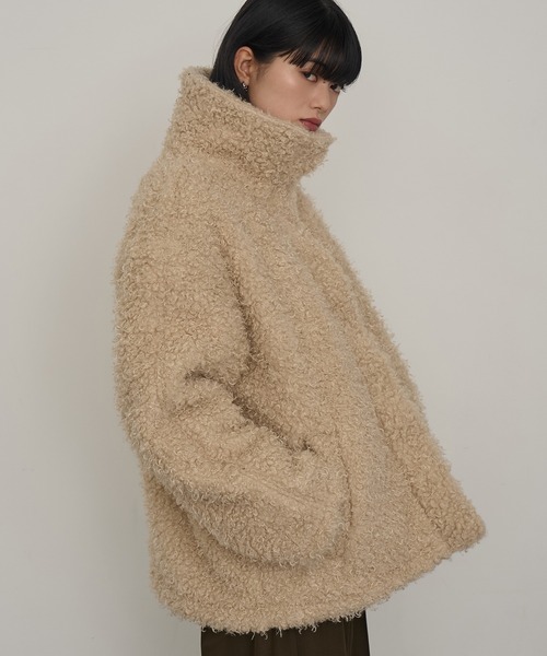 NOGLE（ノグル）の「【NOGLE/ノグル】カーリーシャギーボアスタンドコート（その他アウター・レディース・ライトベージュ/ダークブラウン・FREE）」の6枚目の写真