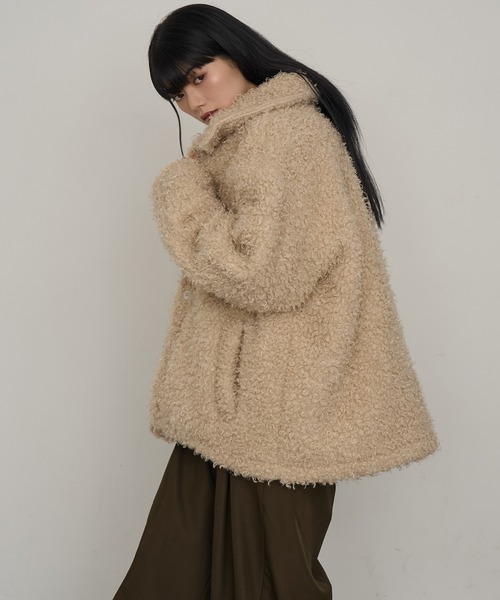 NOGLE（ノグル）の「【NOGLE/ノグル】カーリーシャギーボアスタンドコート（その他アウター・レディース・ライトベージュ/ダークブラウン・FREE）」の14枚目の写真