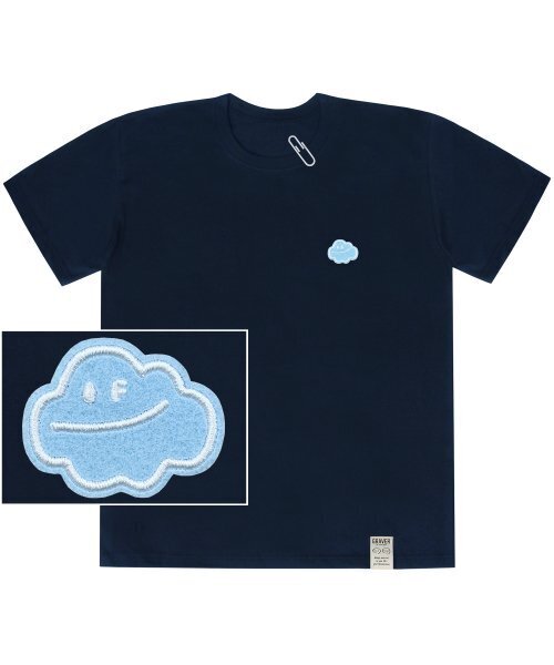 GRAVER（グレーバー）の「[UNISEX]雲スマイル刺繍バンファルティ_ネイビー（Tシャツ/カットソー・レディース・ネイビー・SMALL/X-LARGE/LARGE/MEDIUM）」の2枚目の写真