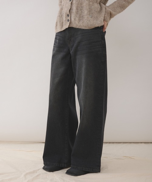 cinch-back flare denim pants / シンチバックフレアデニムパンツ