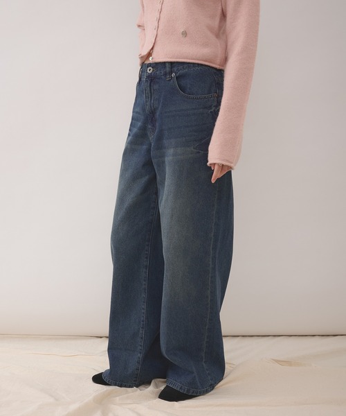 cinch-back flare denim pants / シンチバックフレアデニムパンツ