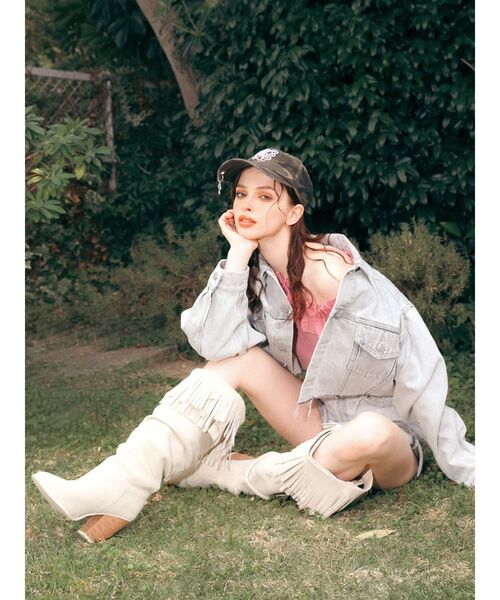 EVRIS（エヴリス）の「フリンジデザインロングブーツ（ブーツ・レディース・ブラック/ホワイト・SMALL/MEDIUM/LARGE）」の5枚目の写真