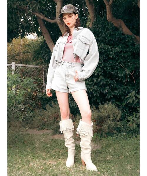 EVRIS（エヴリス）の「フリンジデザインロングブーツ（ブーツ・レディース・ブラック/ホワイト・SMALL/MEDIUM/LARGE）」の6枚目の写真