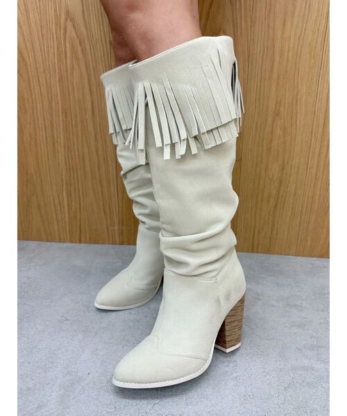 EVRIS（エヴリス）の「フリンジデザインロングブーツ（ブーツ・レディース・ブラック/ホワイト・SMALL/MEDIUM/LARGE）」の9枚目の写真