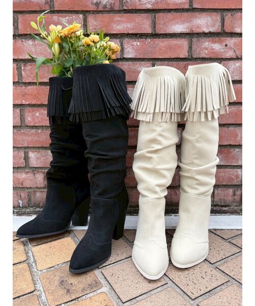 EVRIS（エヴリス）の「フリンジデザインロングブーツ（ブーツ・レディース・ブラック/ホワイト・SMALL/MEDIUM/LARGE）」の12枚目の写真