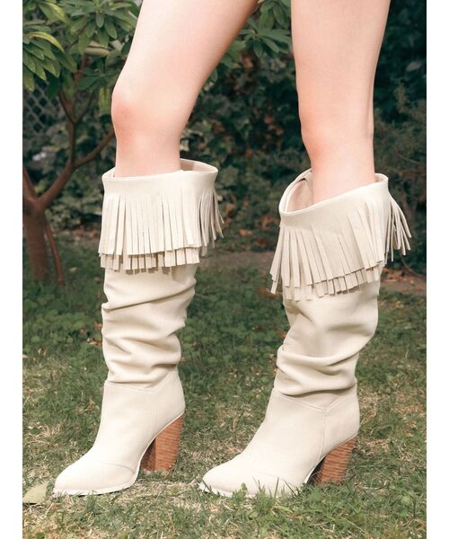 EVRIS（エヴリス）の「2WAYフリンジデザインロングブーツ（ブーツ・レディース・ブラック/ホワイト・SMALL/MEDIUM/LARGE）」の21枚目の写真