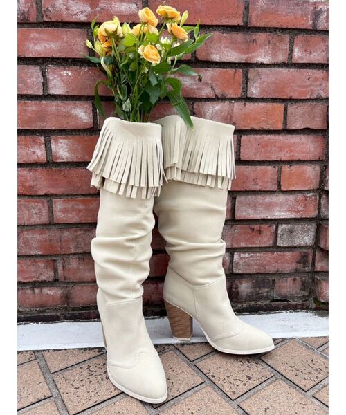 EVRIS（エヴリス）の「2WAYフリンジデザインロングブーツ（ブーツ・レディース・ブラック/ホワイト・SMALL/MEDIUM/LARGE）」の15枚目の写真