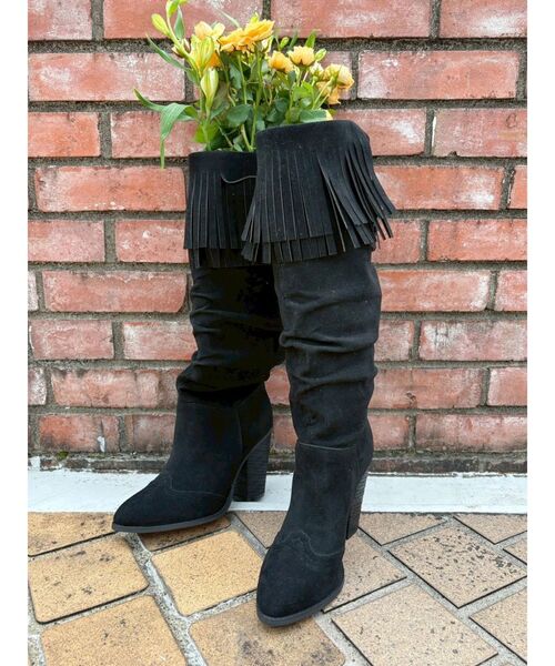 EVRIS（エヴリス）の「2WAYフリンジデザインロングブーツ（ブーツ・レディース・ブラック/ホワイト・SMALL/MEDIUM/LARGE）」の14枚目の写真