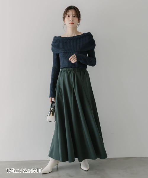 slattgir(スラットジール)の「高身長 ボリュームフレアマキシスカート(トールサイズ)Essenave(スカート・レディース・杢グレー/ダークグリーン・TM/TL/TLL/T3L/T4L/T5L)」の9枚目の写真