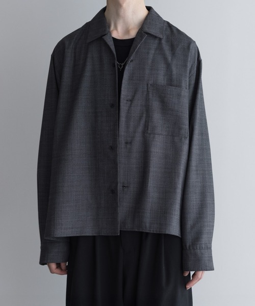 remer（リメール）の「loose basic shirt - shadow glen check /ルーズベーシックシャツシャドーグレンチェック【短丈】（シャツ/ブラウス・メンズ・ブラック/アッシュグレー・X-SMALL/SMALL/MEDIUM/LARGE）」の2枚目の写真