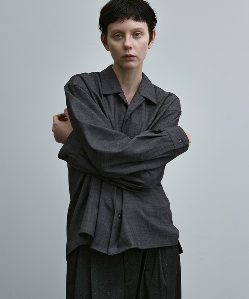 remer（リメール）の「loose basic shirt - shadow glen check /ルーズベーシックシャツシャドーグレンチェック【短丈】（シャツ/ブラウス・メンズ・ブラック/アッシュグレー・X-SMALL/SMALL/MEDIUM/LARGE）」の7枚目の写真