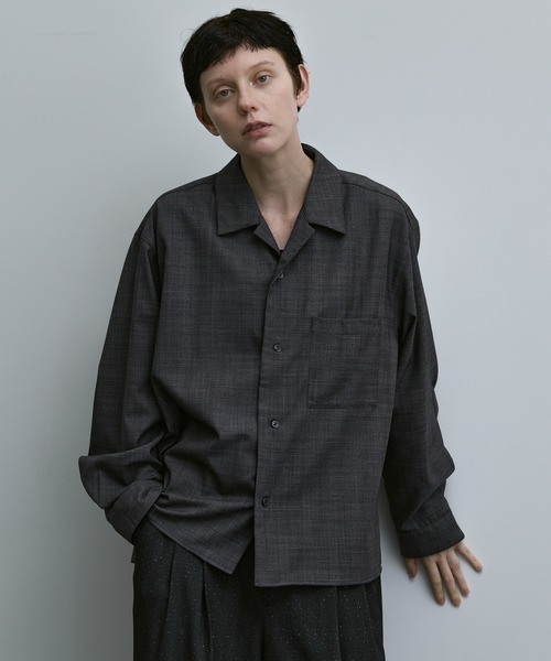 remer（リメール）の「loose basic shirt - shadow glen check /ルーズベーシックシャツシャドーグレンチェック【短丈】（シャツ/ブラウス・メンズ・ブラック/アッシュグレー・X-SMALL/SMALL/MEDIUM/LARGE）」の5枚目の写真