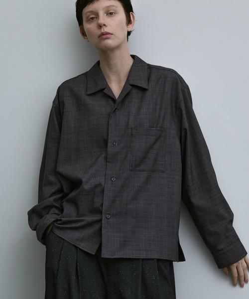 remer（リメール）の「loose basic shirt - shadow glen check /ルーズベーシックシャツシャドーグレンチェック【短丈】（シャツ/ブラウス・メンズ・ブラック/アッシュグレー・X-SMALL/SMALL/MEDIUM/LARGE）」の4枚目の写真