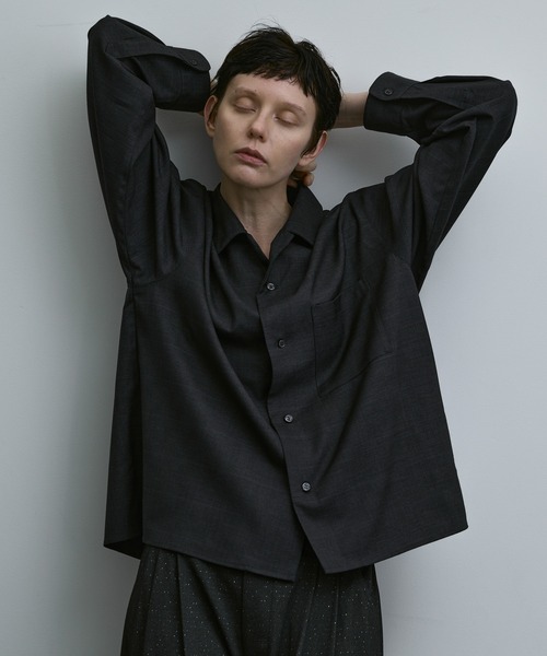 remer（リメール）の「loose basic shirt - shadow glen check /ルーズベーシックシャツシャドーグレンチェック【短丈】（シャツ/ブラウス・メンズ・ブラック/アッシュグレー・X-SMALL/SMALL/MEDIUM/LARGE）」の12枚目の写真