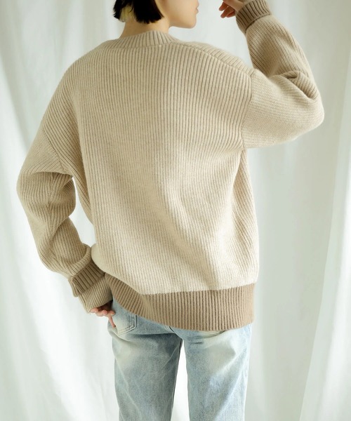 S'more(スモア)の「Bicolor knit cardigan (AW)(カーディガン/ボレロ・レディース・ベージュ/ブラウン・X-LARGE/SMALL/MEDIUM/LARGE)」の11枚目の写真