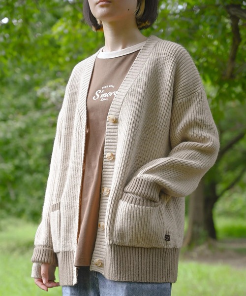S'more(スモア)の「Bicolor knit cardigan (AW)(カーディガン/ボレロ・レディース・ベージュ/ブラウン・X-LARGE/SMALL/MEDIUM/LARGE)」の6枚目の写真