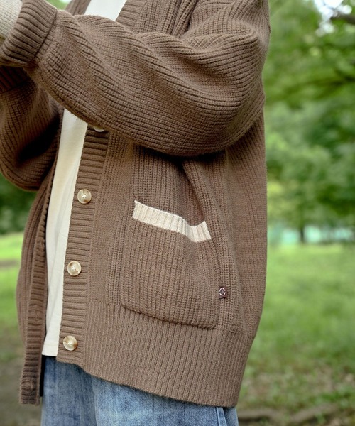 S'more(スモア)の「Bicolor knit cardigan (AW)(カーディガン/ボレロ・レディース・ベージュ/ブラウン・X-LARGE/SMALL/MEDIUM/LARGE)」の5枚目の写真
