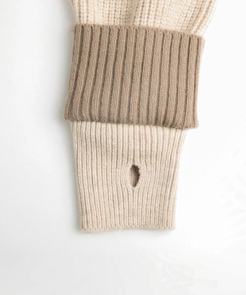 S'more(スモア)の「Bicolor knit cardigan (AW)(カーディガン/ボレロ・レディース・ベージュ/ブラウン・X-LARGE/SMALL/MEDIUM/LARGE)」の21枚目の写真