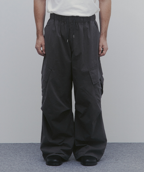 セール】ウィンターコットンワイドカーゴパンツ（ダークグレー