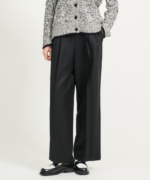 ESTNATION / ミックスツイード ハイウエストタックパンツ（スラックス