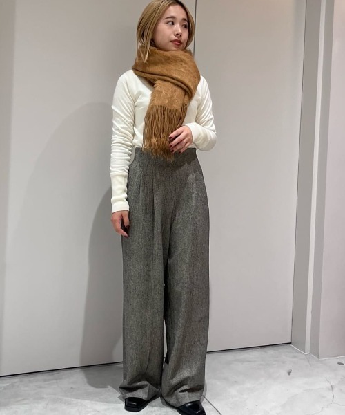 ESTNATION / ミックスツイード ハイウエストタックパンツ（スラックス