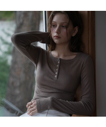 Henley Neck Long Sleeve [Brown]