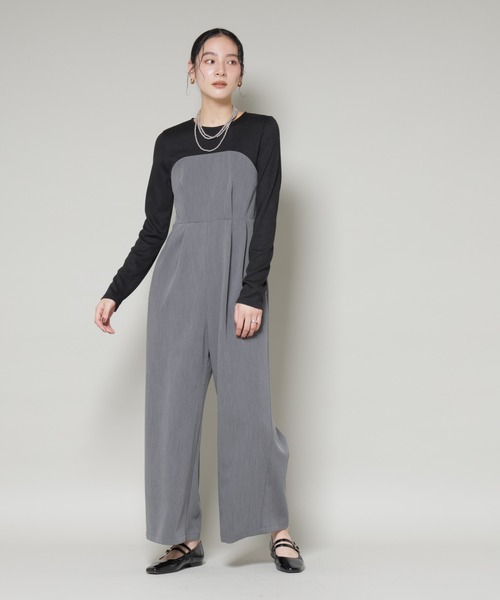 NANO universe（ナノユニバース）の「リブトップドッキングスーチングオールインワン（つなぎ/オールインワン・レディース・グレー/モカ・S/M）」の10枚目の写真