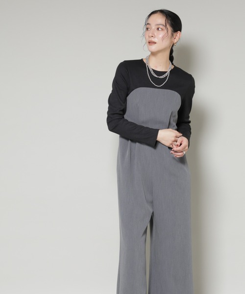 リブトップドッキングスーチングオールインワン（つなぎ