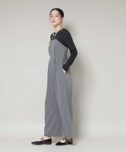 NANO universe（ナノユニバース）の「リブトップドッキングスーチングオールインワン（つなぎ/オールインワン・レディース・グレー/モカ・S/M）」の12枚目の写真