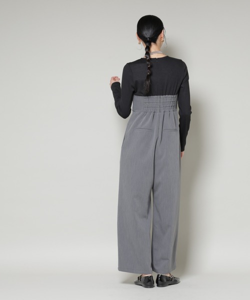 NANO universe（ナノユニバース）の「リブトップドッキングスーチングオールインワン（つなぎ/オールインワン・レディース・グレー/モカ・S/M）」の13枚目の写真