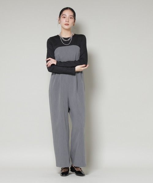 リブトップドッキングスーチングオールインワン（つなぎ