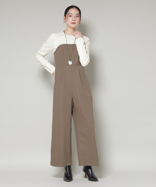 NANO universe（ナノユニバース）の「リブトップドッキングスーチングオールインワン（つなぎ/オールインワン・レディース・グレー/モカ・S/M）」の4枚目の写真