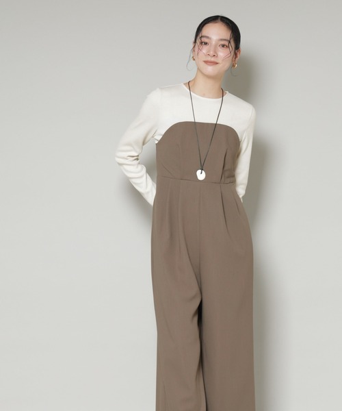 NANO universe（ナノユニバース）の「リブトップドッキングスーチングオールインワン（つなぎ/オールインワン・レディース・グレー/モカ・S/M）」の8枚目の写真