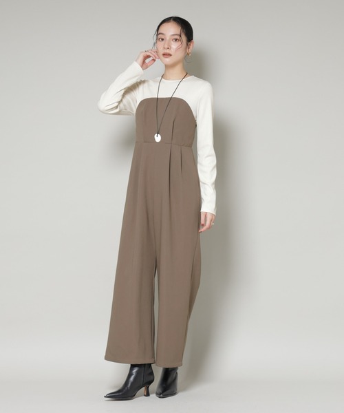 NANO universe（ナノユニバース）の「リブトップドッキングスーチングオールインワン（つなぎ/オールインワン・レディース・グレー/モカ・S/M）」の9枚目の写真