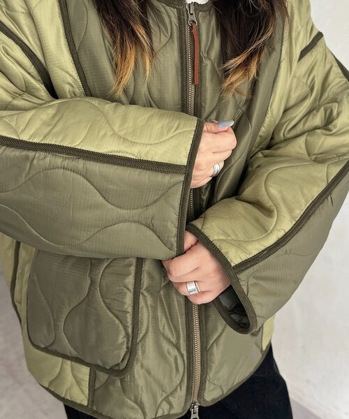 CPCM（シーピーシーエム）の「切替キルティングジャケット（ブルゾン・レディース・ベージュ/ブラック/カーキ・FREE）」の9枚目の写真