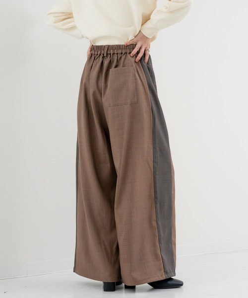 refinedworks(リファインドワークス)の「【refinedworks】ライン で魅せる 2トーンデザインパンツ(その他パンツ・レディース・ベージュ/カーキ・FREE)」の4枚目の写真
