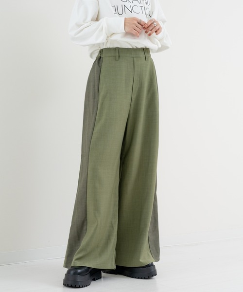 refinedworks(リファインドワークス)の「【refinedworks】ライン で魅せる 2トーンデザインパンツ(その他パンツ・レディース・ベージュ/カーキ・FREE)」の6枚目の写真
