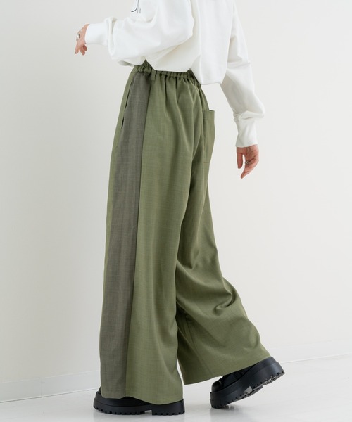 refinedworks(リファインドワークス)の「【refinedworks】ライン で魅せる 2トーンデザインパンツ(その他パンツ・レディース・ベージュ/カーキ・FREE)」の9枚目の写真
