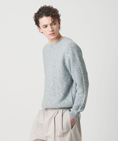 BEAUTY&YOUTH UNITED ARROWS（ビューティーアンドユースユナイテッドアローズ）の「ガーター ステッチ スラブ クルーネック ニット ウォッシャブル（ニット/セーター・メンズ・コバルトブルー/グレー・S/M）」の5枚目の写真