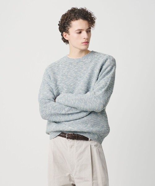 BEAUTY&YOUTH UNITED ARROWS（ビューティーアンドユースユナイテッドアローズ）の「ガーター ステッチ スラブ クルーネック ニット ウォッシャブル（ニット/セーター・メンズ・コバルトブルー/グレー・S/M）」の7枚目の写真
