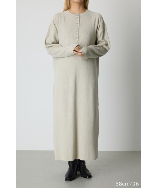 RIM.ARK（リムアーク）の「Fabric covered button dress ファブリックカバードボタンドレス（ドレス・レディース・ブラック/ダークネイビー/ベージュ/チャコールグレー・36/38）」の7枚目の写真