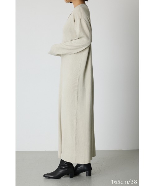 RIM.ARK（リムアーク）の「Fabric covered button dress ファブリックカバードボタンドレス（ドレス・レディース・ブラック/ダークネイビー/ベージュ/チャコールグレー・36/38）」の10枚目の写真