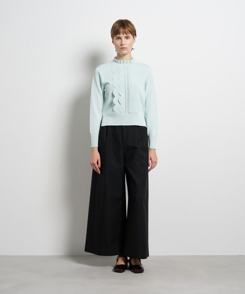 LANVIN en Bleu（ランバンオンブルー）の「スカラフリルニット（ニット/セーター・レディース・ブラック/ライトブルー/オフホワイト・38）」の4枚目の写真