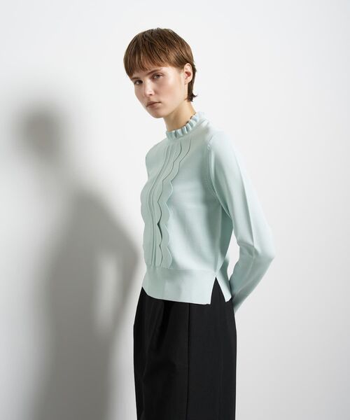 LANVIN en Bleu（ランバンオンブルー）の「スカラフリルニット（ニット/セーター・レディース・ブラック/ライトブルー/オフホワイト・38）」の7枚目の写真