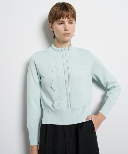 LANVIN en Bleu（ランバンオンブルー）の「スカラフリルニット（ニット/セーター・レディース・ブラック/ライトブルー/オフホワイト・38）」の9枚目の写真