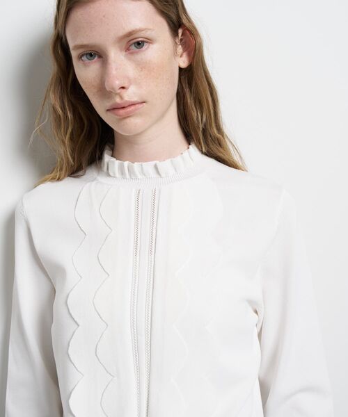 LANVIN en Bleu（ランバンオンブルー）の「スカラフリルニット（ニット/セーター・レディース・ブラック/ライトブルー/オフホワイト・38）」の16枚目の写真