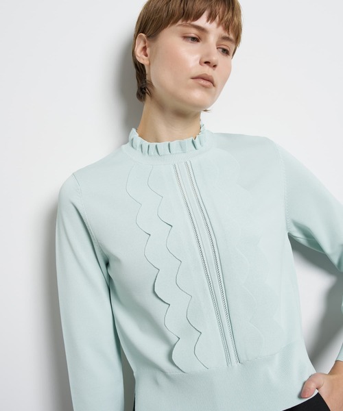 LANVIN en Bleu（ランバンオンブルー）の「スカラフリルニット（ニット/セーター・レディース・ブラック/ライトブルー/オフホワイト・38）」の3枚目の写真